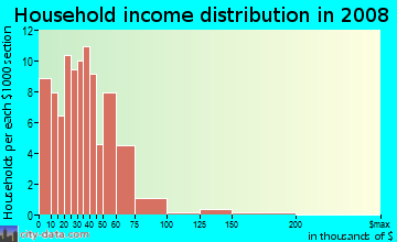 Household income distribution in 2009 in Fern Cliff in Tampa neighborhood in FL