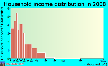 Household income distribution in 2009 in Hankins Acres in Tampa neighborhood in FL