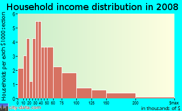 Household income distribution in 2009 in Raintree Oaks in Tampa neighborhood in FL