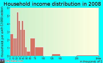 Household income distribution in 2008 in Bayamo in Tampa neighborhood in FL