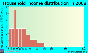 Household income distribution in 2009 in Palm River Estates in Tampa neighborhood in FL