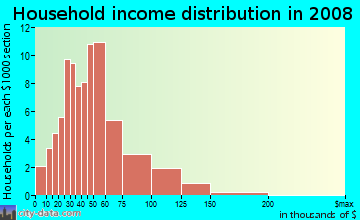 Household income distribution in 2009 in Delair Junction in Pennsauken neighborhood in NJ