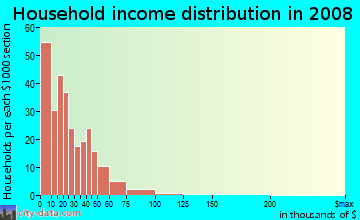 Household income distribution in 2009 in Biedeman in Camden neighborhood in NJ