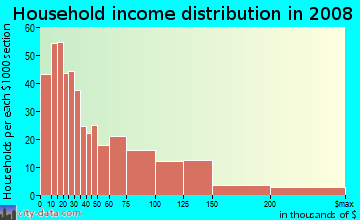 Household income distribution in 2009 in Arlington in Staten Island neighborhood in NY