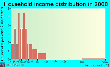 Household income distribution in 2009 in Branch Crossing in Dallas neighborhood in TX