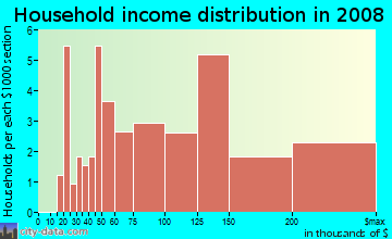 Household income distribution in 2008 in Pleasant Run in Desoto neighborhood in TX