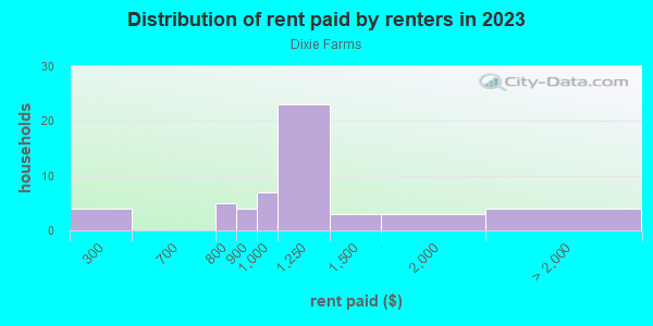 Rent paid by renters in 2013 in Dixie Farms in Tampa neighborhood in FL