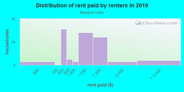 Rent paid by renters in 2013 in Meadow Oaks in Hudson neighborhood in FL