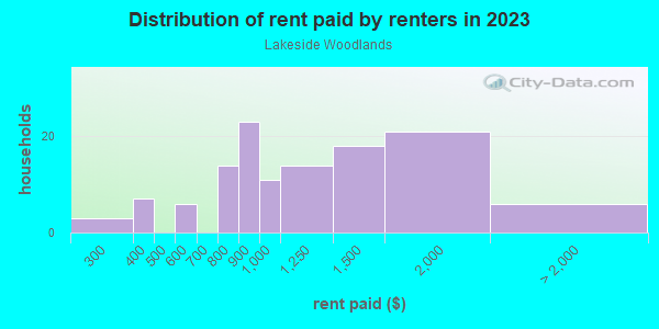 Rent paid by renters in 2013 in Lakeside Woodlands in Hudson neighborhood in FL