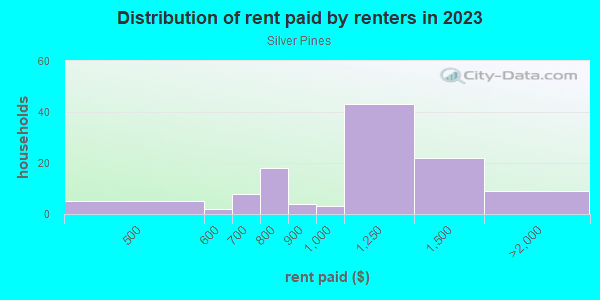 Rent paid by renters in 2013 in Silver Pines in Orlando neighborhood in FL