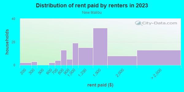 Rent paid by renters in 2013 in New Malibu in Orlando neighborhood in FL