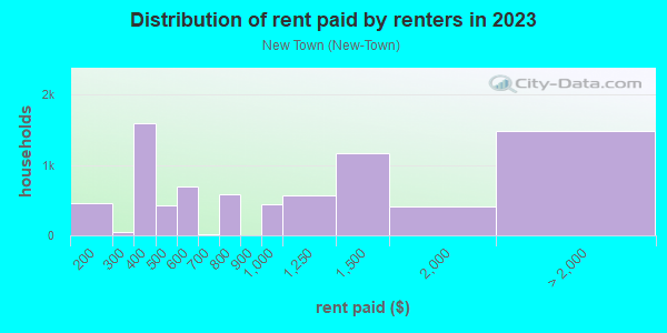Rent paid by renters in 2013 in New Town in Key West neighborhood in FL
