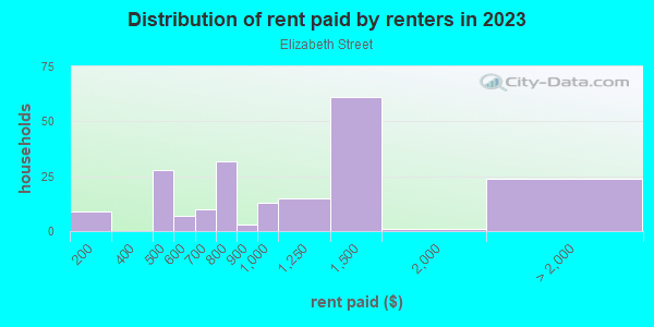 Rent paid by renters in 2013 in Elizabeth Street in Lexington neighborhood in KY
