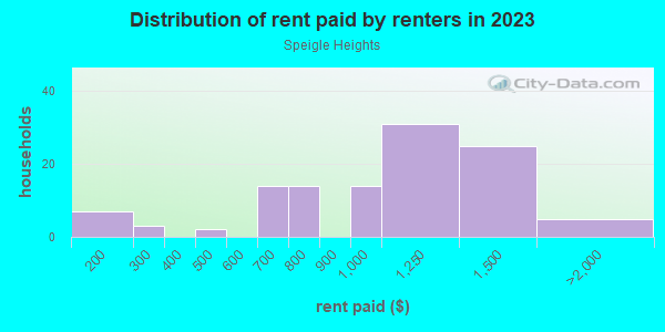 Rent paid by renters in 2013 in Speigle Heights in Lexington neighborhood in KY