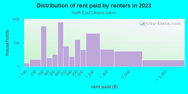 Rent paid by renters in 2013 in North East Citizens Action in Grand Rapids neighborhood in MI