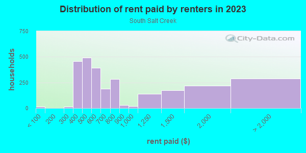 Rent paid by renters in 2013 in South Salt Creek in Lincoln neighborhood in NE