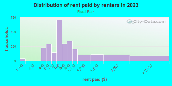 Rent paid by renters in 2013 in Floral Park in Johnson City neighborhood in NY