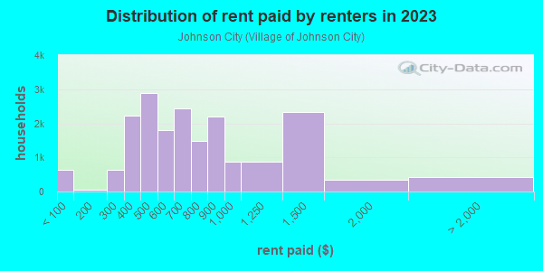 Rent paid by renters in 2013 in Johnson City in Johnson City neighborhood in NY