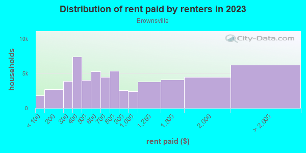 Rent paid by renters in 2013 in Brownsville in Brooklyn neighborhood in NY
