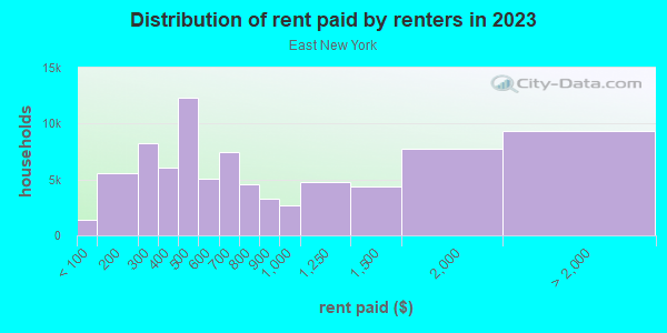 Rent paid by renters in 2013 in East New York in Brooklyn neighborhood in NY