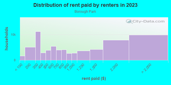 Rent paid by renters in 2013 in Borough Park in Brooklyn neighborhood in NY