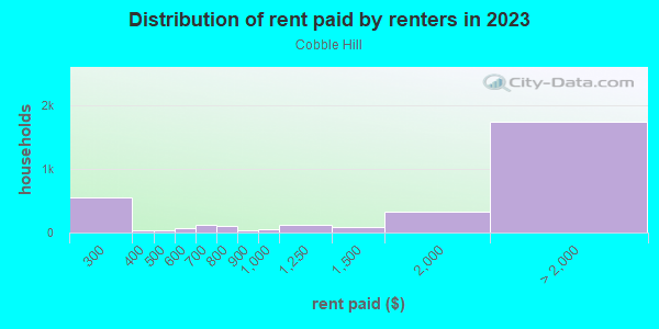 Rent paid by renters in 2013 in Cobble Hill in Brooklyn neighborhood in NY