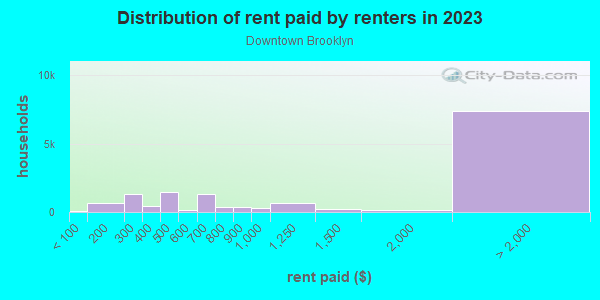 Rent paid by renters in 2013 in Downtown Brooklyn in Brooklyn neighborhood in NY