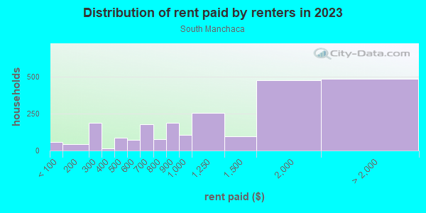 Rent paid by renters in 2013 in South Manchaca in Austin neighborhood in TX