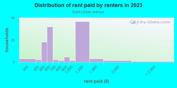 Rent paid by renters in 2013 in East Libbey Avenue in Fort Worth neighborhood in TX