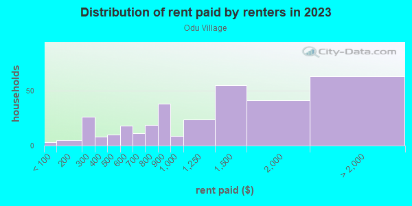 Rent paid by renters in 2013 in Odu Village in Norfolk neighborhood in VA