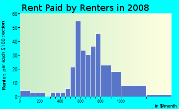 Rent paid by renters in 2009 in Hankins Acres in Tampa neighborhood in FL
