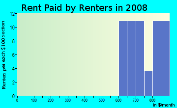 Rent paid by renters in 2009 in Raintree Village in Clearwater neighborhood in FL