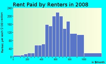 Rent paid by renters in 2009 in George Bush International Airport in Houston neighborhood in TX