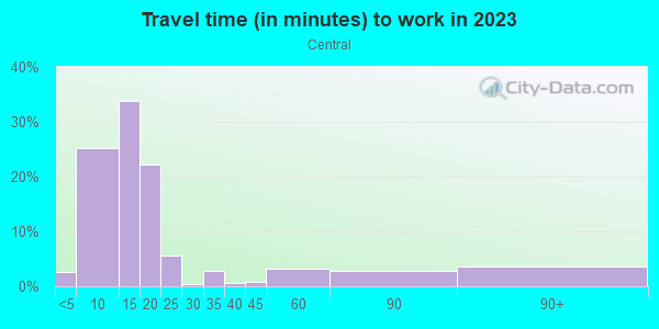 Commute time to work in Central in Grand Junction neighborhood in CO