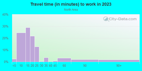Commute time to work in North Area in Grand Junction neighborhood in CO
