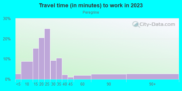 Commute time to work in Peregrine in Colorado Springs neighborhood in CO