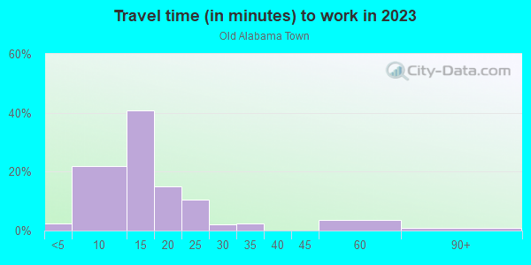 Commute time to work in Old Alabama Town in Montgomery neighborhood in AL