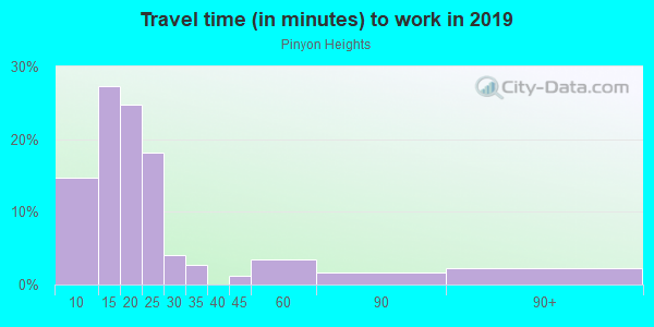 Commute time to work in Pinyon Heights in Grand Junction neighborhood in CO