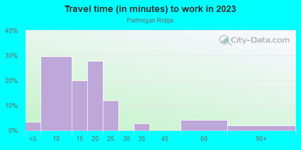 Commute time to work in Partmigan Ridge in Grand Junction neighborhood in CO