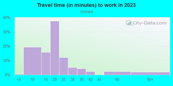 Commute time to work in Orchard in Grand Junction neighborhood in CO
