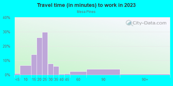 Commute time to work in Mesa Pines in Grand Junction neighborhood in CO