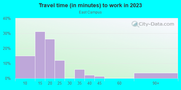 Commute time to work in East Campus in Grand Junction neighborhood in CO