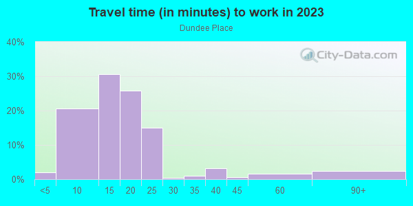 Commute time to work in Dundee Place in Grand Junction neighborhood in CO