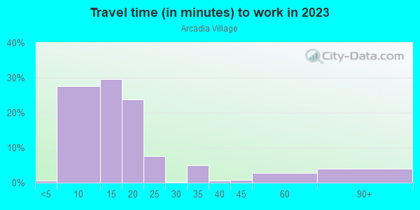 Commute time to work in Arcadia Village in Grand Junction neighborhood in CO