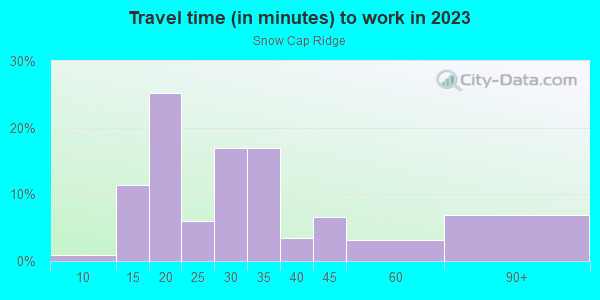 Commute time to work in Snow Cap Ridge in Denver neighborhood in CO