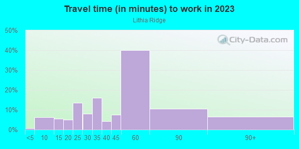 Commute time to work in Lithia Ridge in Valrico neighborhood in FL