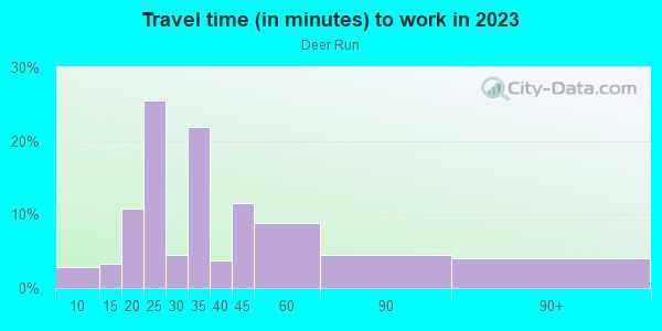Commute time to work in Deer Run in Lutz neighborhood in FL