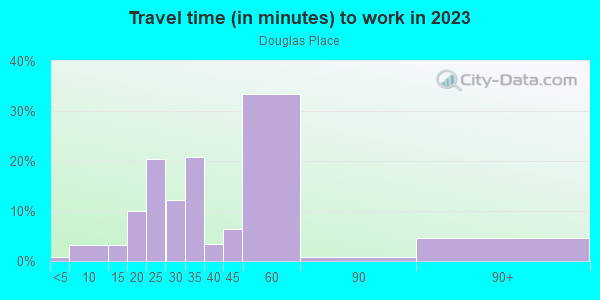 Commute time to work in Douglas Place in Lutz neighborhood in FL
