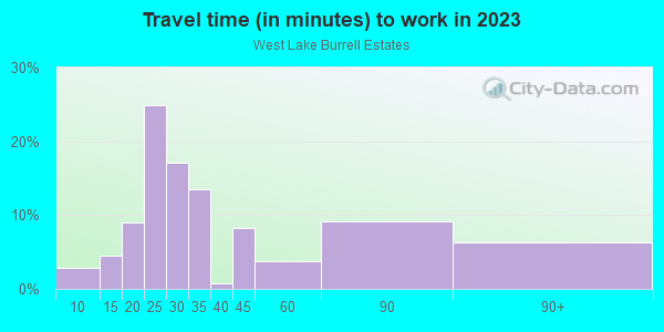 Commute time to work in West Lake Burrell Estates in Lutz neighborhood in FL