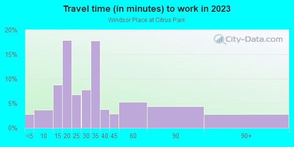 Commute time to work in Windsor Place at Citrus Park in Tampa neighborhood in FL